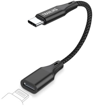 TRANLIKS per Lightning a USB C Adattatore con Ricarica Rapida PD da 60 W e Trasferimento Dati per Apple 15/16.(nero)