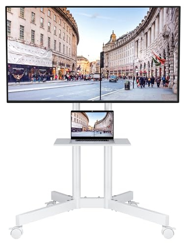 BONTEC Mobile TV Stand on Wheels, Tilt, Height Adjustable, 32-85 Inch, 55kg