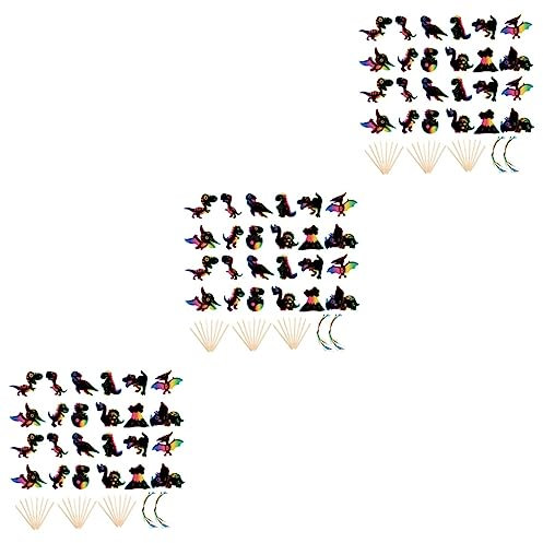 FUNNETOYU 6sätze Kratzbilder Für Junge Mädchen Dinosaurier Kratzkarten Mit Holzstiften Kreatives Bastelspielzeug Kreativität Und Feinmotorik Sicheres Material Für Spiel Und Spaß