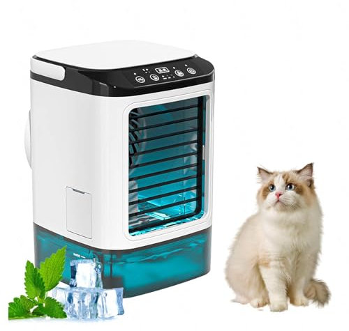 Con Caja De Hielo Aire Acondicionado Portátil Sin Tubo, Ventilador De Hielo Con Tanque De Agua De 900ml Aire Acondicionado Camper