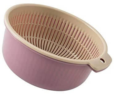 Mikikit Cesta De Escurrir De Plástico Para Cocina Multifuncional De Doble Capa Filtro Limpiador Para Frutas y Verduras Cesta De Almacenamiento Colador y Contenedor De Alimentos Escurridor