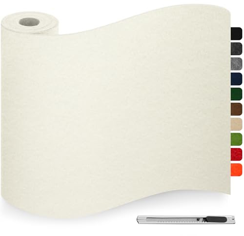 Filtglider självhäftande beige-vit, självhäftande filt, filtglider för stolar, 40 x 200 cm 3 mm tjocka möbeltassar, halkfri stolsdämpare, filt för möbler, soffa, boxfoder, muggmatta, gör-det-själv