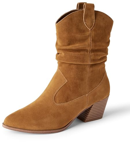 Amazon Essentials Stivali a Metà Polpaccio Stile Western Donna, Tan, 43 EU