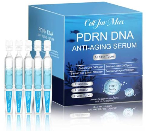 PDRN Serum, 5000ppm Salmon DNA Ampoule, 2000ppm Collagen, Glutathione, Niacinamide & 6in1 Hyaluronic Acids for Wrinkle anti-aging 30Count (1)