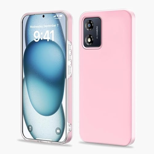 YUXING Funda para Motorola Moto E13 4G, Carcasa Protectora Antigolpes PC + TPU, Anti‑Rayones, Absorción de Impactos y Antihuellas Bumper Case(Rosa)