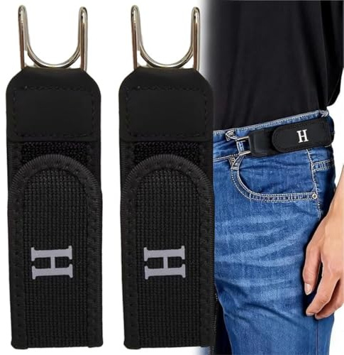 FiTspi 2 cinghie in metallo con chiusura a gancio, regolabili pigri, senza bottoni, cintura elastica unisex per uomini e donne, invisibili per jeans e pantaloni