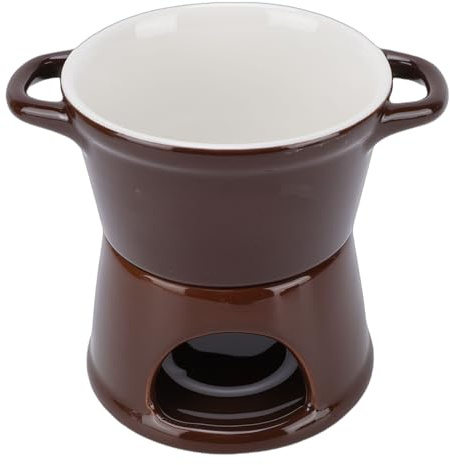 Hamwesh Pot à Fondue au Chocolat, Pot en Céramique de 300 Ml avec Résistance à Haute Température jusqu'à 105 °C, Base Antidérapante, Bougie Chauffe-plat, Ensemble à Fondue Chauffante, Tasse à