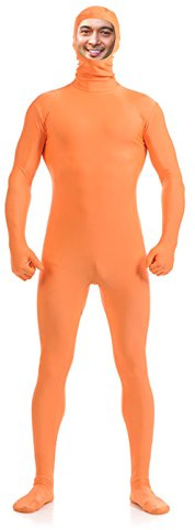 DreamHigh Ganzkörperkostüm für Herren und Damen, Polyester, Spandex, Zentai-Anzug, offenes Gesicht, Orange/Abendrot im Zickzackmuster (Sunset Chevron), M