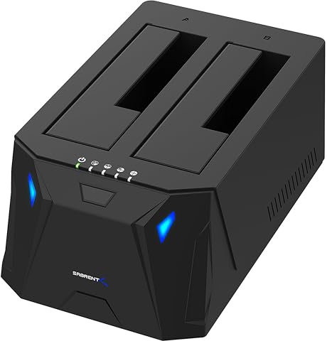 SABRENT Hard Drive Docking Station, Dual HDD Docking Station, Offline Hard Drive Cloner SSD Dock, 2.5 & 3.5 SATA to USB Hard Drive Reader, 2 Bay HDD Enclosure (EC-HD2B)