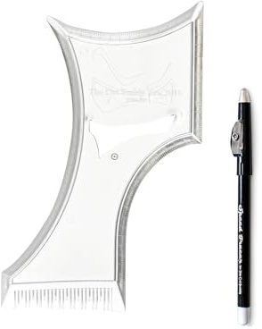 The Cut Buddy PLUS Beard Shaping Tool, Clear Template with Built-in Comb and Bonus Pencil, Ideal for Hairline, Beard, and Mustache Trimming