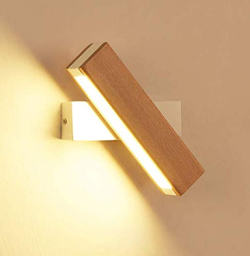 Winlams Moderne Innenwandleuchte, 360 ° drehbar, LED-Wandleuchte, Wandbeleuchtung aus Aluminium und Holz, 21 cm, Holz, Farbe 4 W, dekorativ, Wandleuchte. Modern Warmweiß