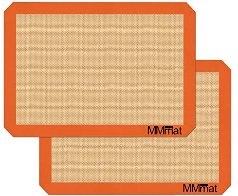 MMmat Silicone Baking Mat - Best German Silicone - Non Slip Silicone Baking Sheet, Non Stick Reusable Silicone Mats for Baking, Oven Liner, Counter Mat - Half Sheet Baking Mat, Set of 2