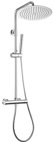 JOHO Termostat duschsystem, duschset, regndusch med XXL-huvuddusch D30 cm rund krom