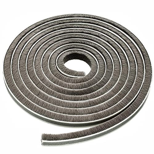 Bürstendichtung Dichtungsbürste Selbstklebend, 5m Bürstendichtung Türbodendichtung Türdichtung für Lücken (9mm(B) X 5mm(D), Grau)