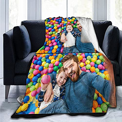 UOOYAA Fotodecke mit Eigenem Foto Name,Super Weich Personalisierte Foto Decke Selbst Gestalten Bedrucken Lassen Kuscheldecke Geschenk für Freunde Familie Geburtstag Weihnachten(2 Fotos)