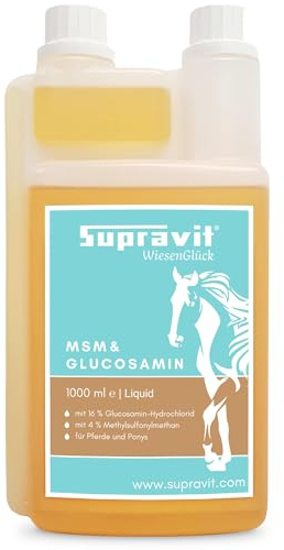 Supravit flüssiges MSM & Glucosamine Pferd Liquid 1L Dosierflasche | Ergänzungsfutter für Training und tägliche Pferdefütterung | Glucosamin Liquid Pferde Futterzusatz