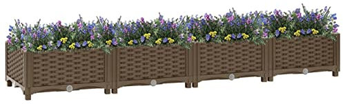 Susany Arriate de Jardín Jardineras Exterior Macetero Jardinera para Flores Plantas Terraza Patio Porch Macetero Huerto Urbano 160x40x23 cm Polipropileno