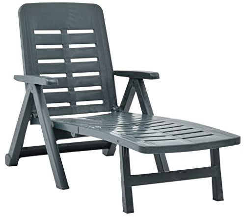 INLIFE Tumbona plegable de plástico verde-8755