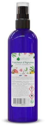 VOSHUILES - Désodorisant d'intérieur Fraîcheur d'Agrumes 100ml - Parfum d'Ambiance à Base d'Huiles Essentielles BIO - Odeur Gourmande et Énergisante - Flacon Pulvérisateur