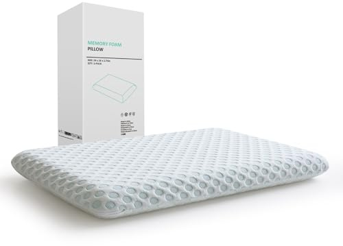 Hcore Ultra Thin Pillow 2.75 Stomach Sleeping, Slim Pillow for Side Back Stomach Sleepers, Gel Infused Memory Foam Pillow with Two-Sided Pillows - CertiPUR-US - Standard