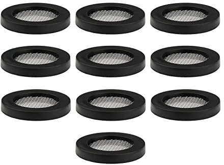10 rondelle piatte in gomma 19 mm OD, 11 mm ID, spessore 3 mm con 40 filtri a rete, guarnizione e filtro per tubo doccia (nero)