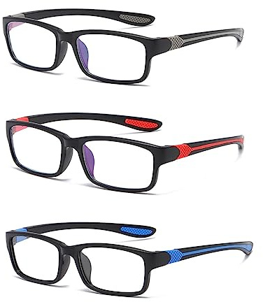 Eyglajdd TR90 Rechteck Zweifarbig Lesebrille Lesehilfe,Blaulichtblockierende Brillen 3er pack