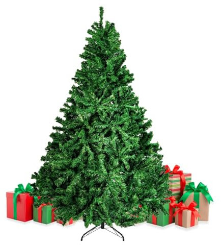 Árbol de Navidad Artificial Muy frondoso de 120 cm y 401 Ramas. Pino de Navidad PVC Color Verde Intenso con Ramas Plegables ignífugas y Soporte de pie