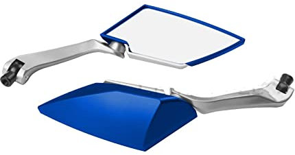 LAGNY Seitenrückspiegel 8mm 10mm Seitenspiegel Für Motorrad Scooter S&treet Bike Zubehör Motorrad Spiegel Kohlefaser Rot Scooter Rückspiegel Lenkerendenspiegel (Color : Blue)