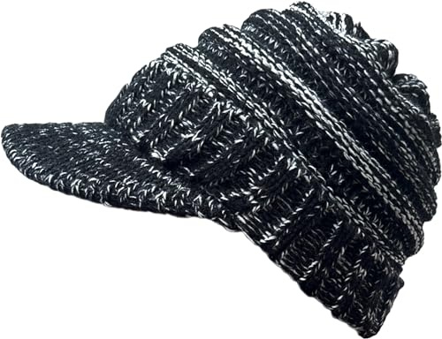 XYIYI Beanie Tail Winter Warm Knit Messy High Bun Ponytail Hats Visor Beanie Cap