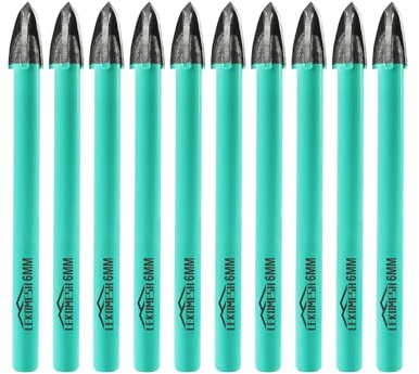 LEKOMESH Brocas para Albañilería Hormigón - 10 piezas 6mm Brocas Porcelanico de Carburo para Madera, Plástico, Mampostería, Cerámica, Hormigón, Mármol, Vástago Redondo