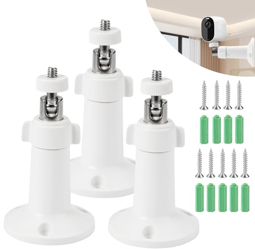 Soporte Camara Vigilancia, 3 Piezas 360°Ajustable Soporte Camara | Soporte de Montaje en Pared para Cámara de Exterior, Soporte de Cámara de Seguridad, Soporte Arlo con Rosca Estándar de 1/4”