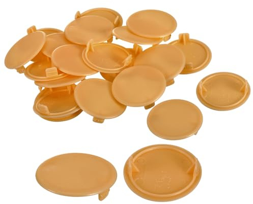 sourcing map 20Pcs Hinge Hole Covers, 35mm(1 3/8) Dia Plastic Concealed Hole Cover Round Flush Type Caps for Furniture Cabinet Cupboard, Orange