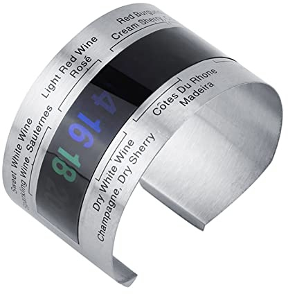 Wine LCD Thermometer, Bottle Beer Temperature Bracelet Sensor, Stainless Steel Red Wines Temperature Gauge for Beer Wine Champagne and Whisky Home Brewing Instant-Read Thermometers