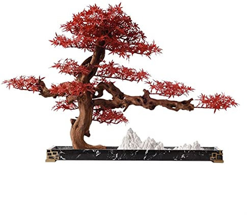 Künstlicher Bonsai Neuer chinesischer künstlicher Bonsai-Baum, Zen-Faux-Topfpflanzen, rote Ahornkiefer, Teestube, Eingang, Bonsai-Korridor, drinnen und draußen, Ornamente Kunstbonsai