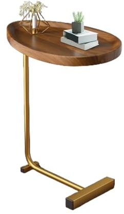 C-förmiger Beistelltisch, Sofa, Beistelltisch, Kaffee, Tee, C-förmiger Tisch, rustikaler Snack-Teetisch, schmal, schmal, Couch-Tablett, Tische mit Metallrahmen für Wohnzimmer