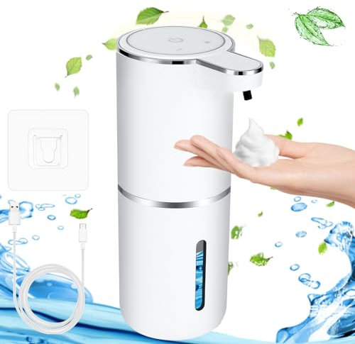 Seifenspender Automatisch, 380ml Elektrischer Seifenspender Wiederaufladbar mit Sensor, 4 einstellbare Stufen, IPX5 Wasserdicht Seifenspender Wandbefestigung für Küche Badezimmer - Schaum