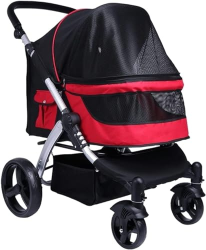 Großer Hundewagen für große Hunde – atmungsaktiver Reise-Katzen-Kinderwagen – verstellbarer Griff, Haustier-Kinderwagen für Katzen und mehr