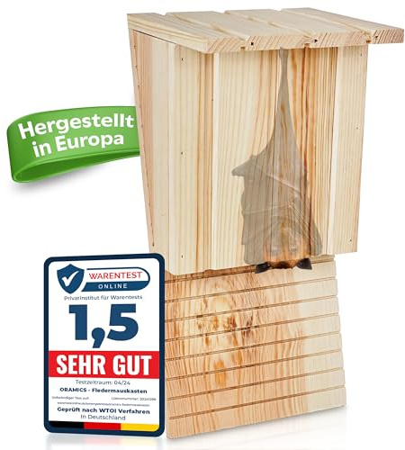 4 Stück Oramics Fledermauskasten aus Kiefernholz [Made in Europe] – Fledermaushaus für den Garten als Unterschlupf und Winterquartier für Fledermäuse – Fledermaus Nistkasten Winter- und Wetterfest