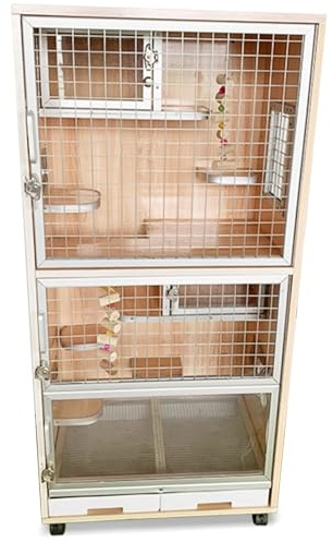 Kleintierkäfige Chinchillakäfig Groß mit Rädern, Meerschweinchenkäfige mit Mülleimer, Rattenkäfig mit Eisnest Zum Kühlen Der Tiere, Verhinderung des Kauens(60x40x120cm)
