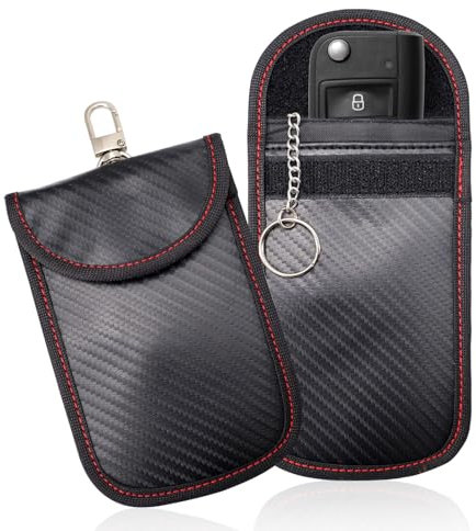 Paquete de 2 bolsas bloqueadoras de señal antirrobo para llaves de coche, protector de llavero antipiratería, bolsa de bloqueo de señal antirastreo, bolsa de blindaje, funda de seguridad para coche