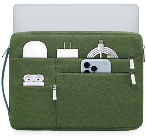 HYZUO 14-15 Tum Laptopväska Fodral för MacBook Air 15 M5 A3448 M4 M3 M2 2026-2023, MacBook Pro 15, 15 Surface Laptop, XPS 14/15 Plus, Laptopfodral för 14 HP Dell Lenovo ThinkPad Asus Acer, Gräs Grön