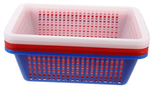 Amosfun Confezione Da 5 Cestini in Plastica Colorata - Cestini Versatili Per Lo Scarico Domestico Per Cucina E Bagno - Materiale Robusto Per Frutta Verdura E Altro