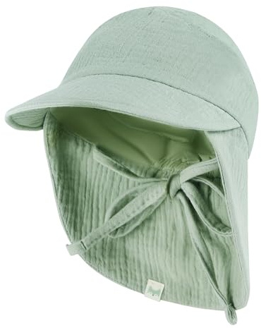 Petinard Label UPF 50+ Musselin Schirmütze Sonnenhut mit Nacken- und Ohrenschutz UV-Schutz für Babys und Kinder - Unisex