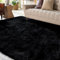 XSIVOD Alfombras Sala Alfombras de Habitacion Alfombra Pelo Largo Grande Suave y Esponjosa Alfombras Modernas para Interiores Alfombra Niños Habitacion Alfombra Dormitorio Juvenil Negro, 120 x 160 cm