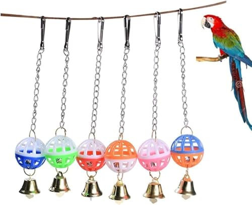1 Stück Kletter-Spielzeug für Wellensittiche & Nymphensittiche – Vogelschaukel mit Glocke und Kugel aus Naturholz – Kau-Spielset für Papageien und Ziervögel (Zufällige Farbe)