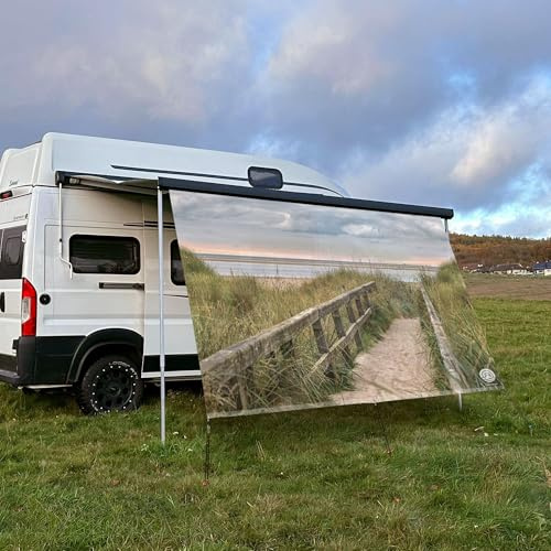 CAMPIDOO Textil Sonnensegel STRANDWEG | Höhe 200cm | hochwertiger Fotodruck inkl. Keder-Befestigung | Markisen-Vorderwand - Länge/Keder: 280cm / 5 mm Keder