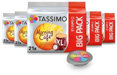 Tassimo Morning Cafe XL x21 Coffee Pods (Pack of 5, Total 105 Capsules)