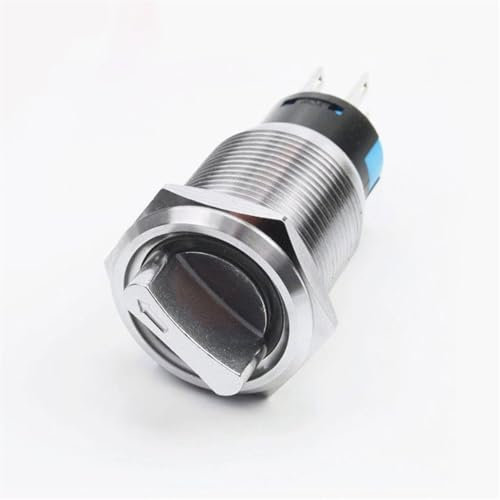Interruptores de botón pulsador de metal de 19 mm, botones giratorios NO NC con luz LED azul, rojo, amarillo, verde, 1NO, 1NC, 2NO, 2NC, 3 vías, 1 unidad(WHITE,3 POSITION 2NO2NC_220V)