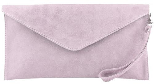 modamoda de T106 Damen Wildleder Rauleder Clutch Umhängetasche, handmade in Italy