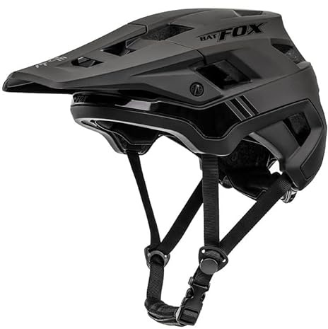 BATFOX - Casco da bici da mountain bike, unisex, per adulti, ragazzi, ventilato, per mountain bike, bici da strada, traspirante, per BMX, skateboard, pattinaggio, dirt bike, regolabile (nero, XL)